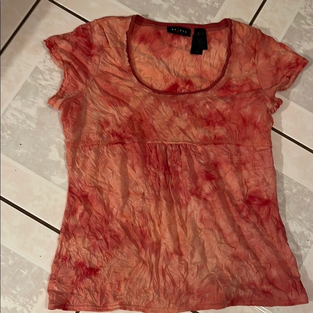Axcess Pink and Orange Ruched Blouse